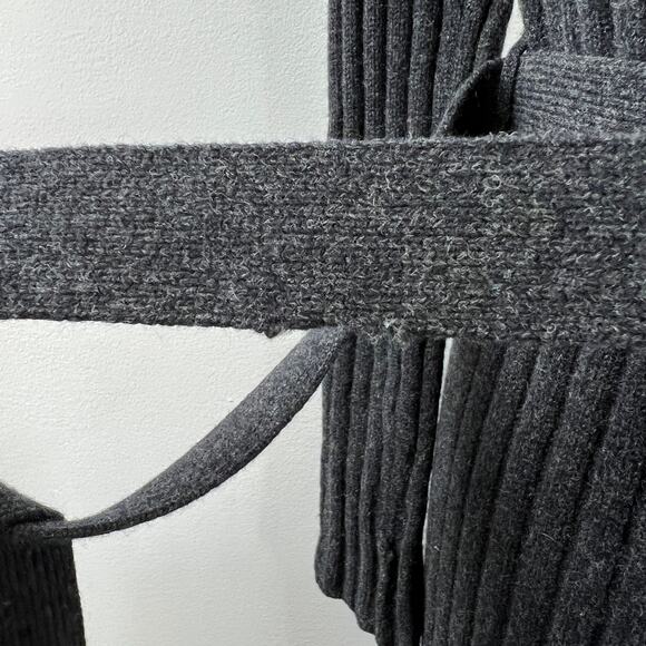 VTG Lauren RALPH LAUREN Gray Lambswool Tie Button Midi Duster Cardigan Sweater S - Picture 9 of 10